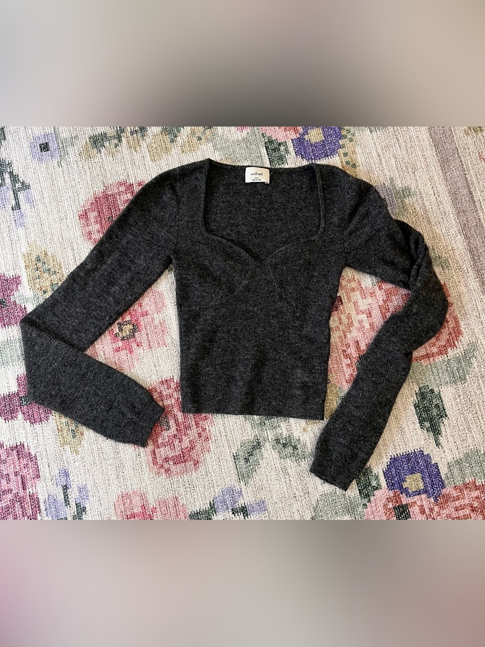 Wilfred Charcoal V-Neck Knit Sweater